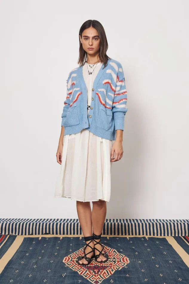 Women Light Denim And Chalk Accra Cardigan Raquel Allegra Sweaters and Knits
