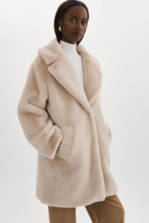 Women LINNEA Faux Fur Coat Oat LAMARQUE Faux Fur Women LINNEA Faux Fur Coat Oat LAMARQUE Faux Fur