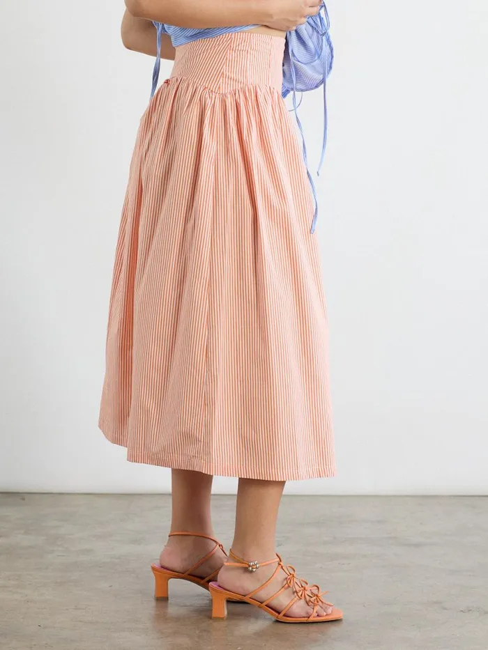 Women Maeve Midi Skirt Orange Stripe Lisa Says Gah Skirts