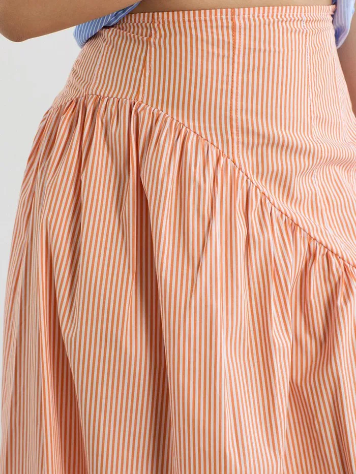 Women Maeve Midi Skirt Orange Stripe Lisa Says Gah Skirts