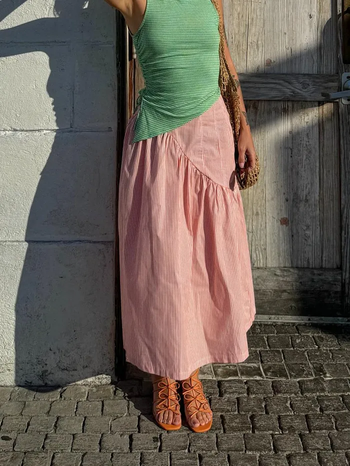 Women Maeve Midi Skirt Orange Stripe Lisa Says Gah Skirts