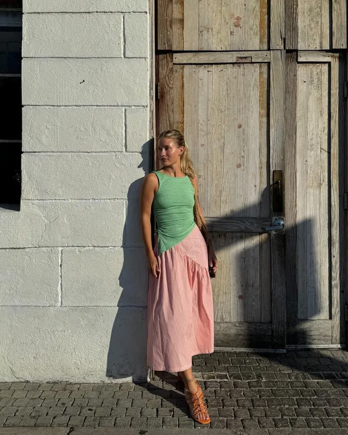 Women Maeve Midi Skirt Orange Stripe Lisa Says Gah Skirts