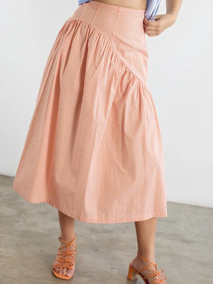 Women Maeve Midi Skirt Orange Stripe Lisa Says Gah Skirts