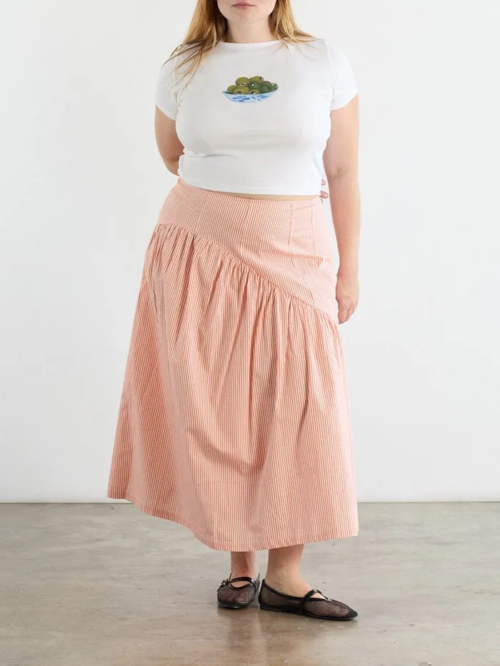 Women Maeve Midi Skirt Orange Stripe Lisa Says Gah Skirts