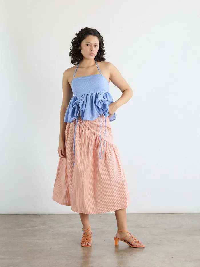 Women Maeve Midi Skirt Orange Stripe Lisa Says Gah Skirts