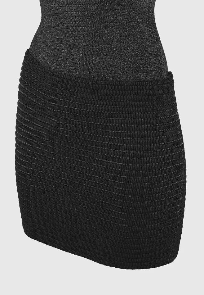 Women Manire De Voir Asymmetric Knit Mini Dress Black Marl