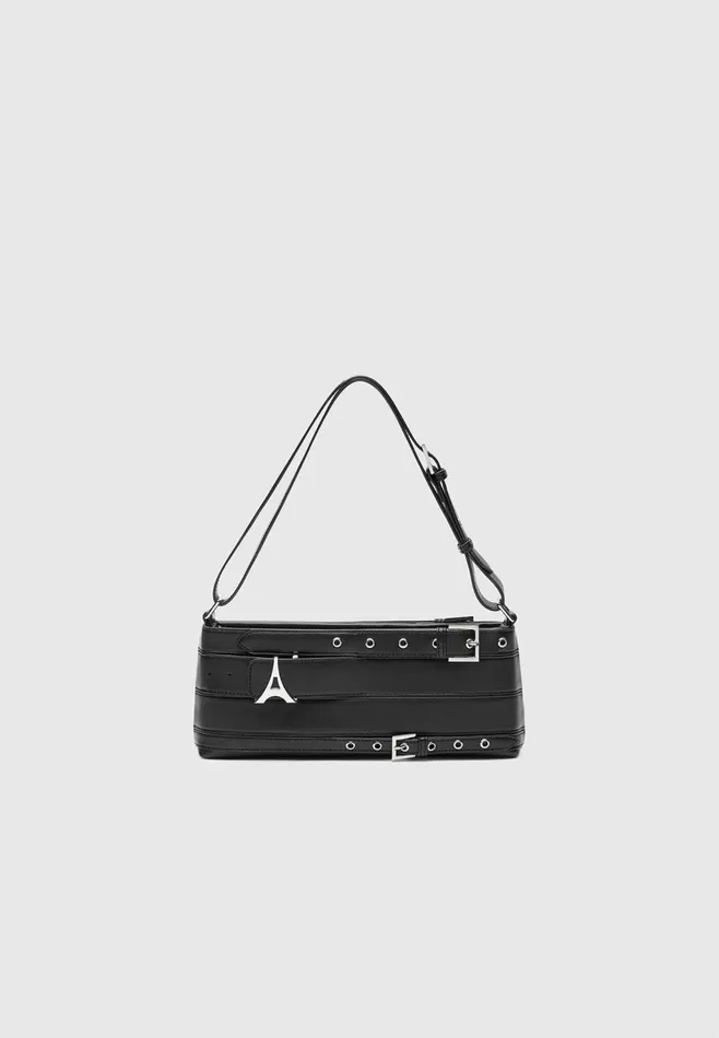 Women Manire De Voir Leather Eiffel Belt Bag Black
