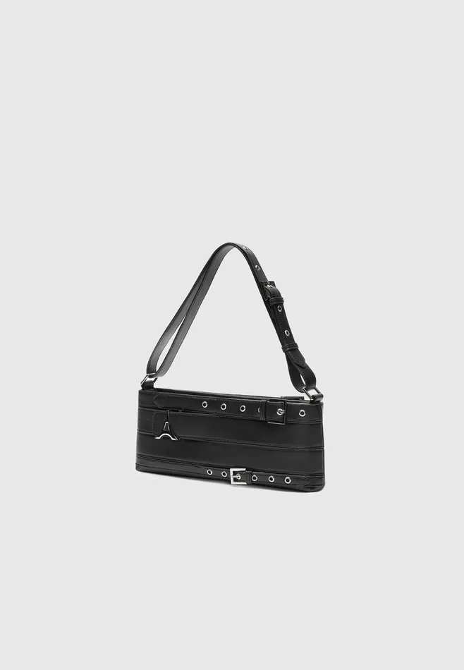 Women Manire De Voir Leather Eiffel Belt Bag Black
