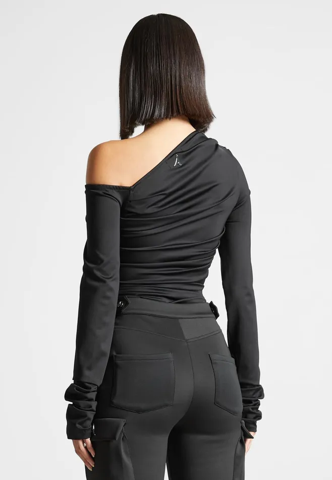 Women Manire De Voir Neoprene Gathered Bodysuit Black