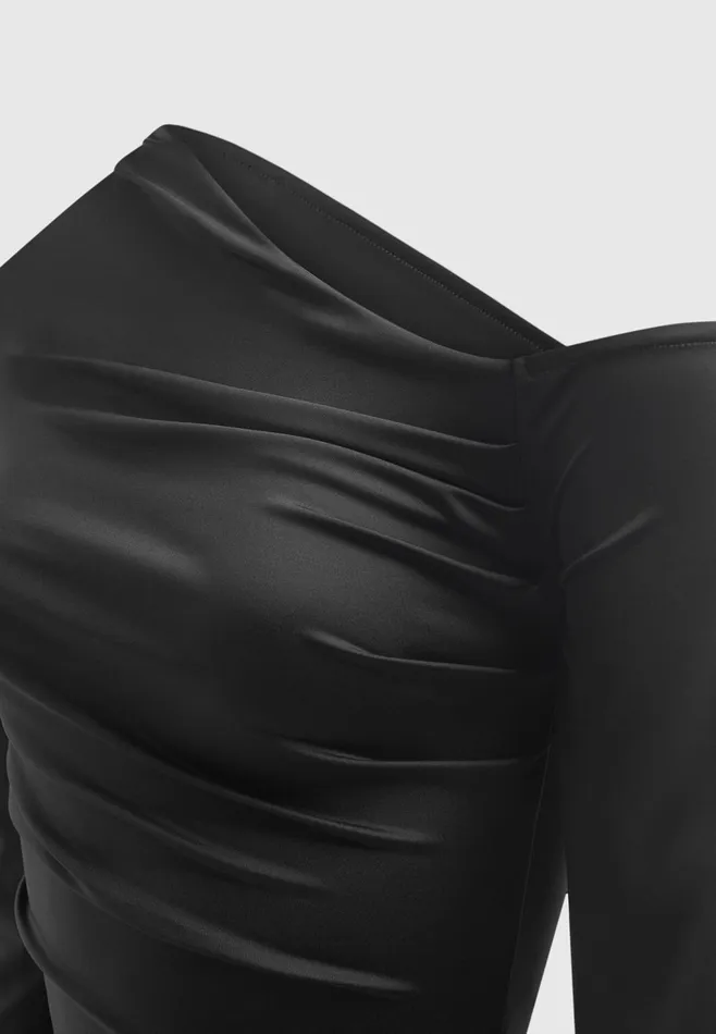 Women Manire De Voir Neoprene Gathered Bodysuit Black