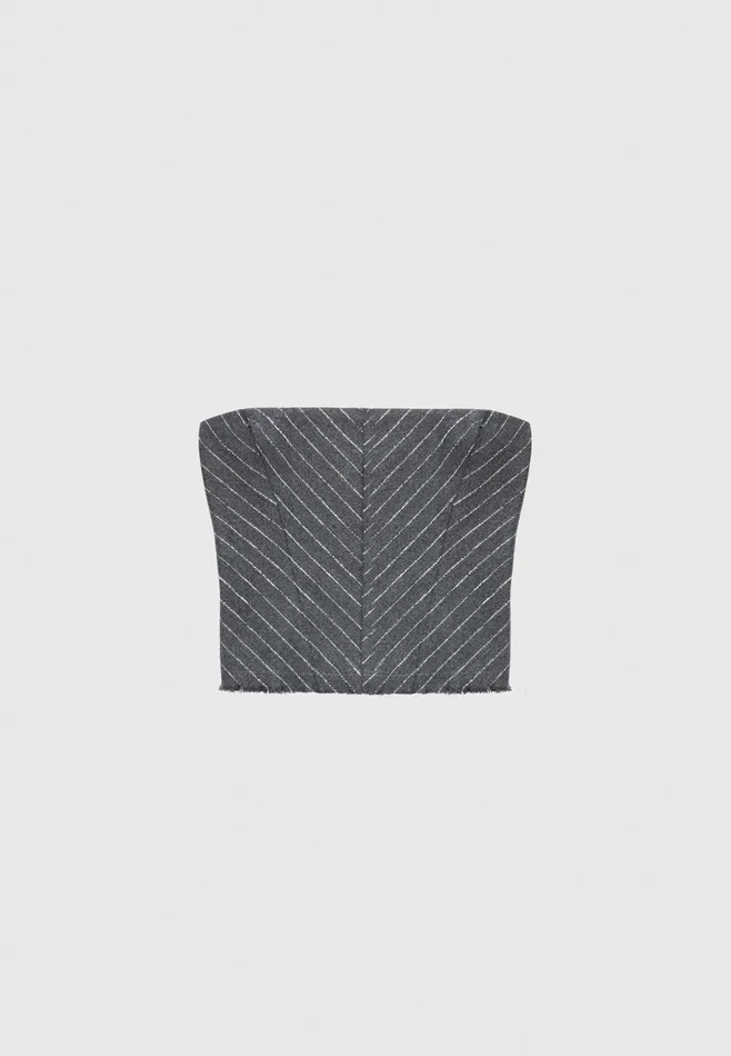 Women Manire De Voir Pinstripe Bandeau Corset Top Grey
