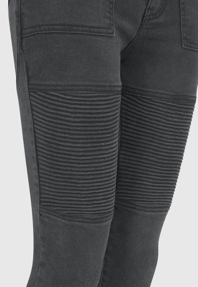 Women Manire De Voir Ribbed Biker Skinny Jeans Washed Black