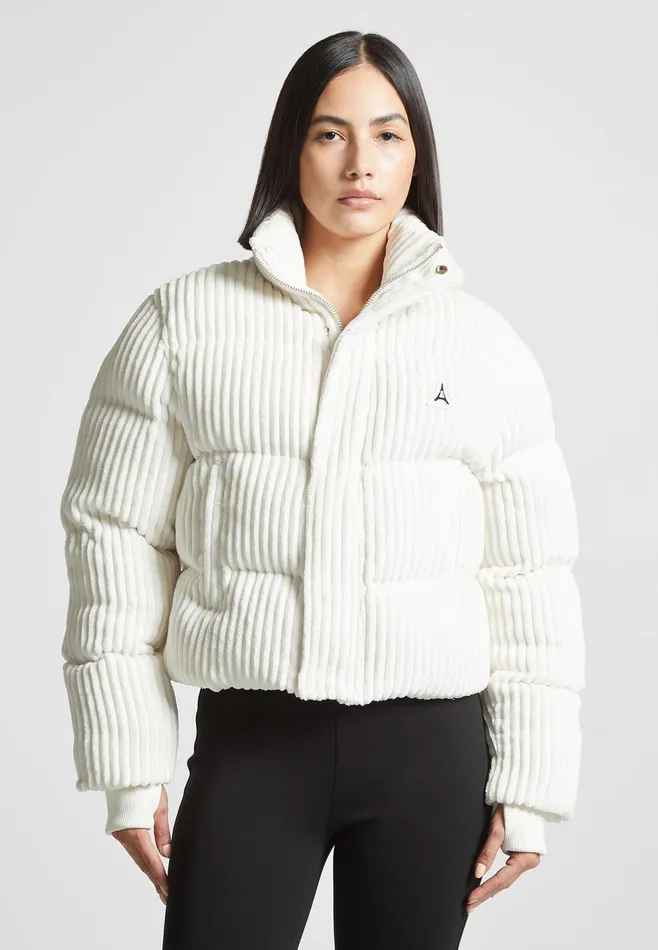 Women Manire De Voir Ribbed Velour Puffer Jacket Cream