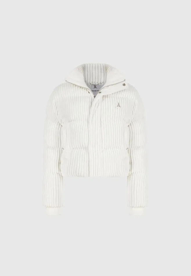 Women Manire De Voir Ribbed Velour Puffer Jacket Cream