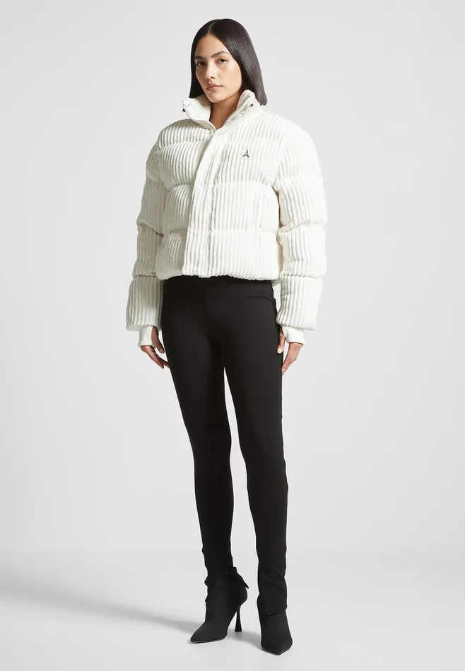 Women Manire De Voir Ribbed Velour Puffer Jacket Cream