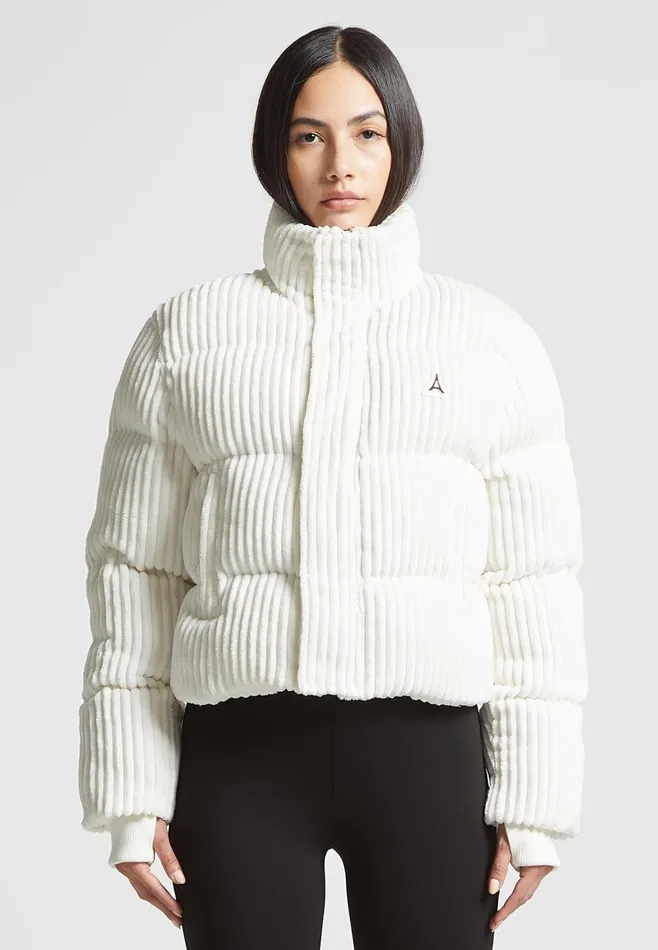 Women Manire De Voir Ribbed Velour Puffer Jacket Cream