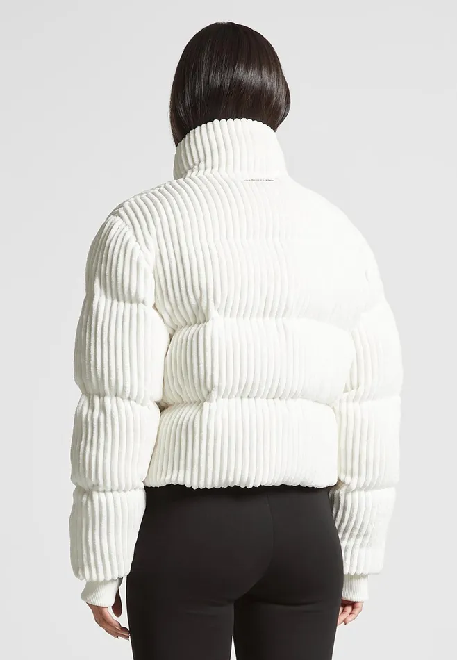 Women Manire De Voir Ribbed Velour Puffer Jacket Cream