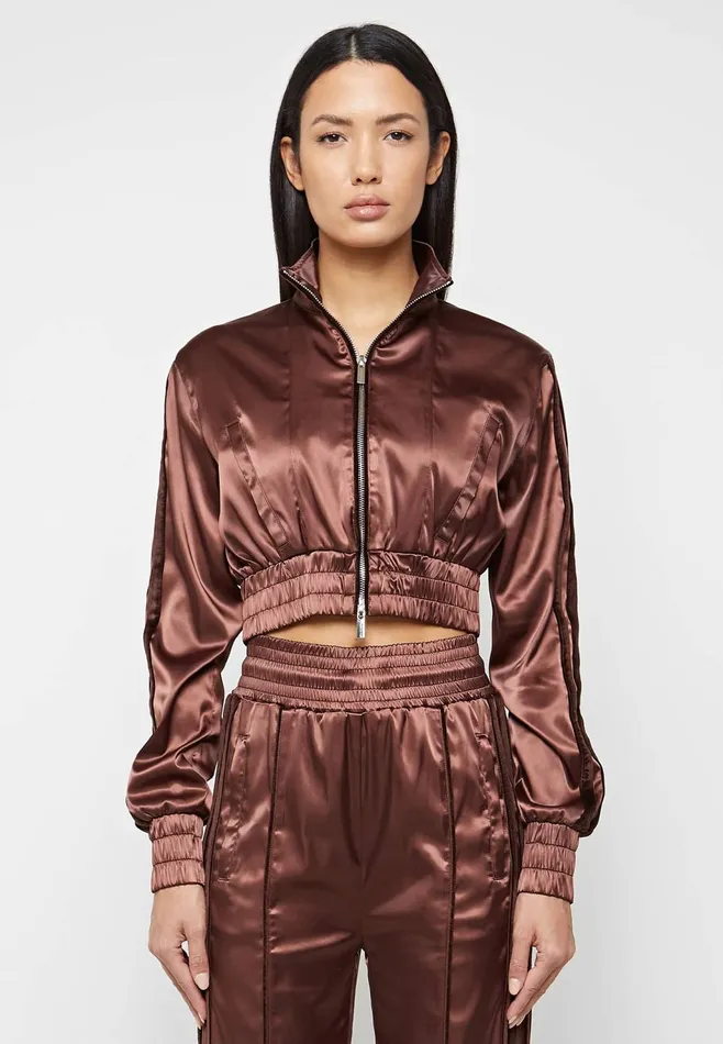 Women Manire De Voir Satin Track Jacket Brown