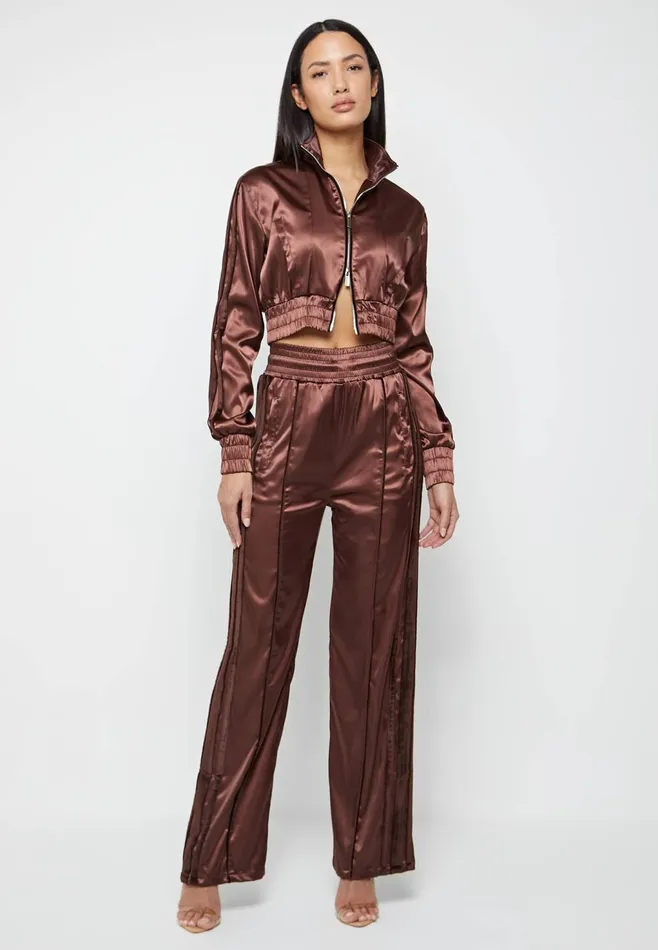 Women Manire De Voir Satin Track Jacket Brown
