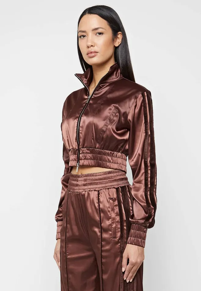 Women Manire De Voir Satin Track Jacket Brown