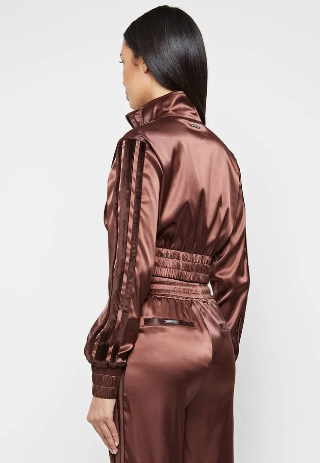 Women Manire De Voir Satin Track Jacket Brown
