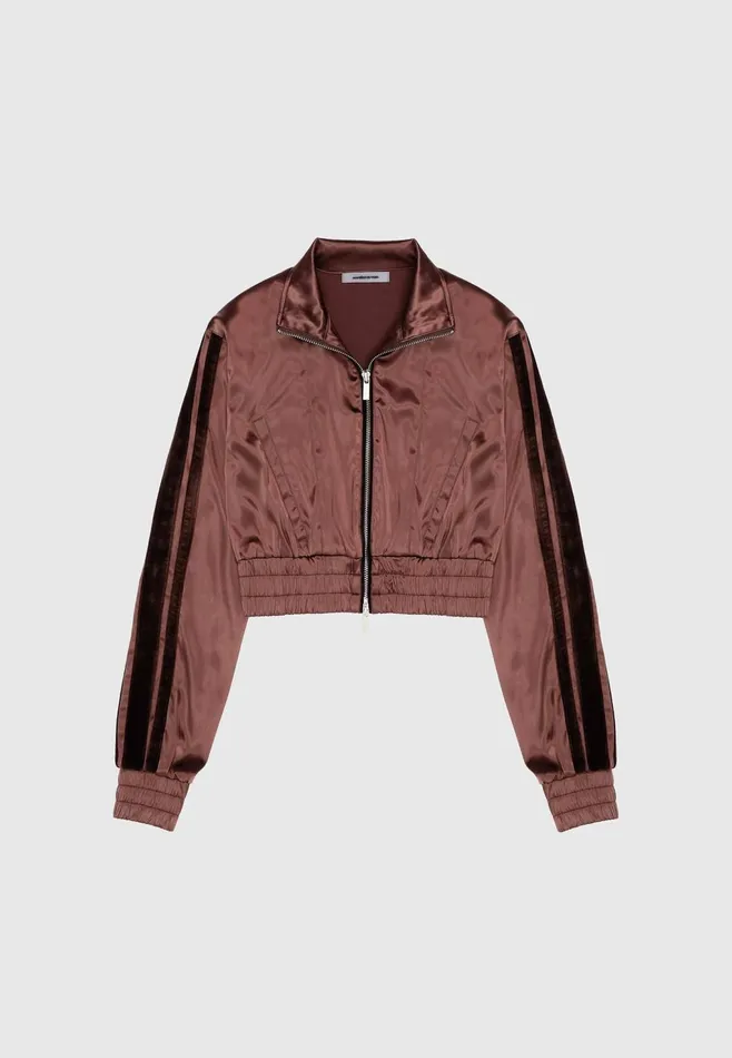 Women Manire De Voir Satin Track Jacket Brown