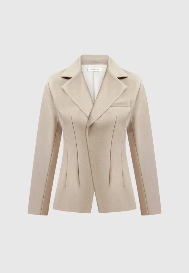 Women Manire De Voir Tailored Double Breasted Blazer Taupe