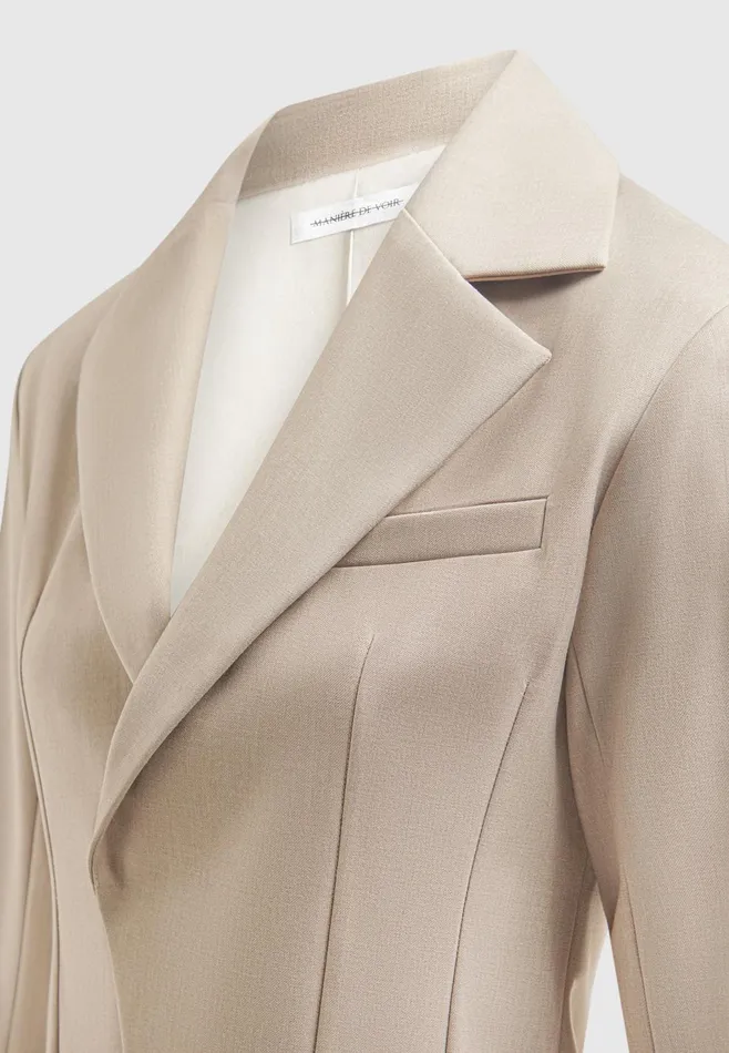 Women Manire De Voir Tailored Double Breasted Blazer Taupe