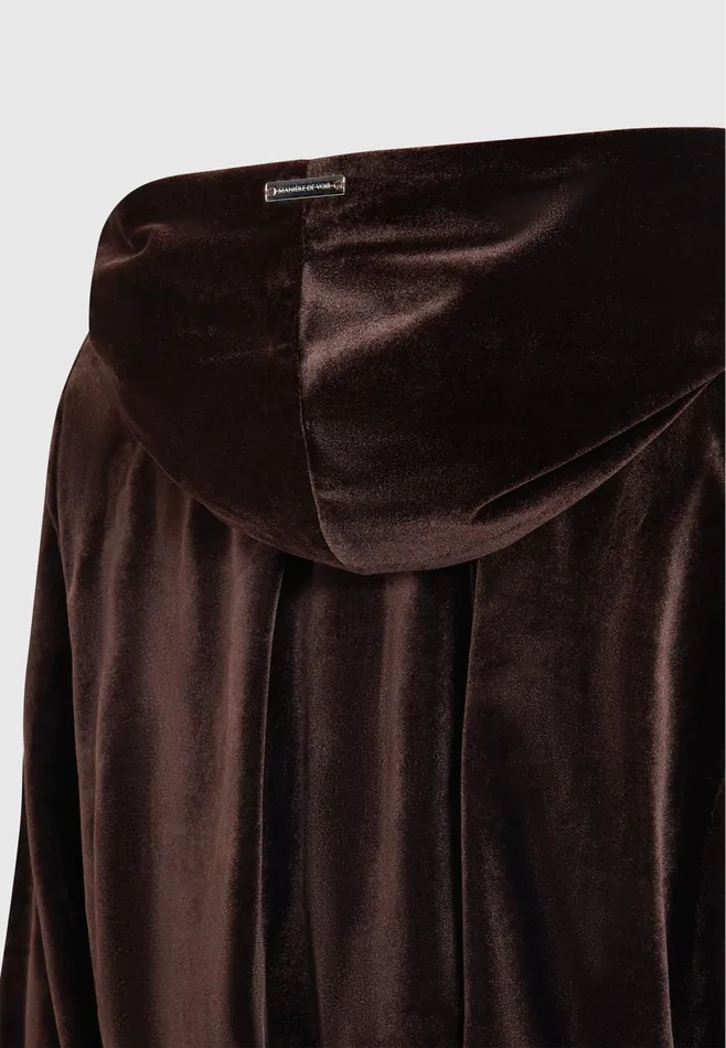 Women Manire De Voir Velour Hooded Bodysuit Brown
