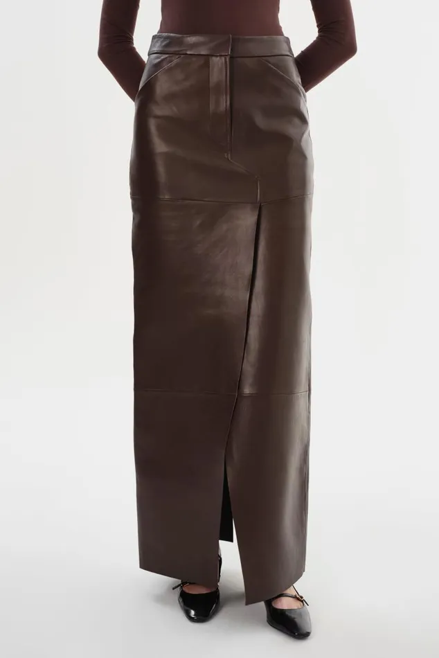 Women MARIETTE Leather Maxi Skirt Dark Brown LAMARQUE Skirts Women MARIETTE Leather Maxi Skirt Dark Brown LAMARQUE Skirts