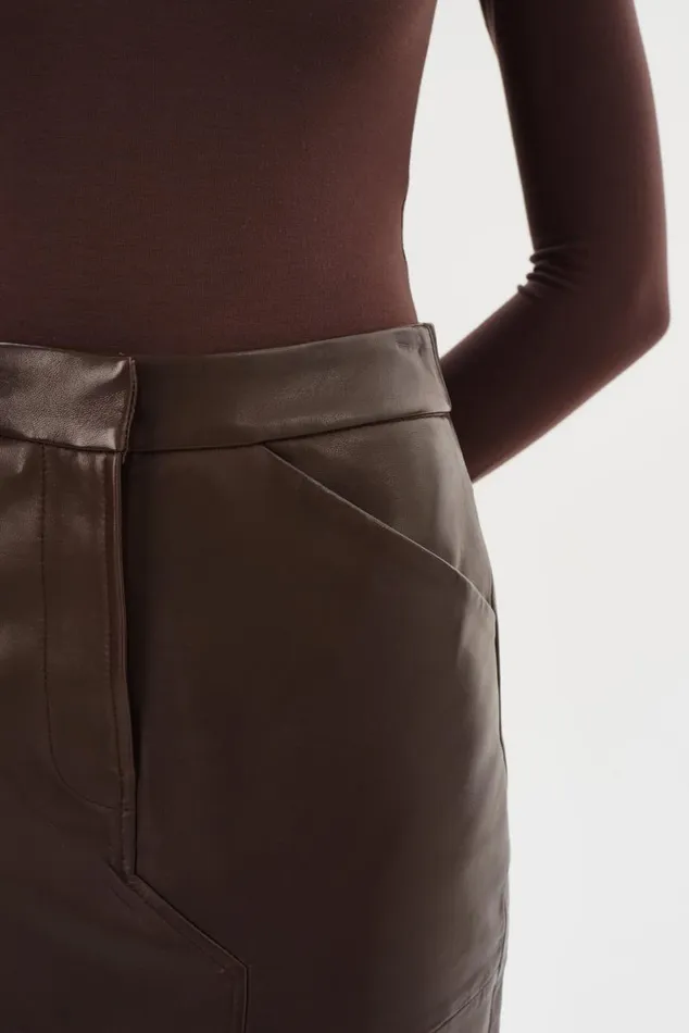 Women MARIETTE Leather Maxi Skirt Dark Brown LAMARQUE Skirts Women MARIETTE Leather Maxi Skirt Dark Brown LAMARQUE Skirts