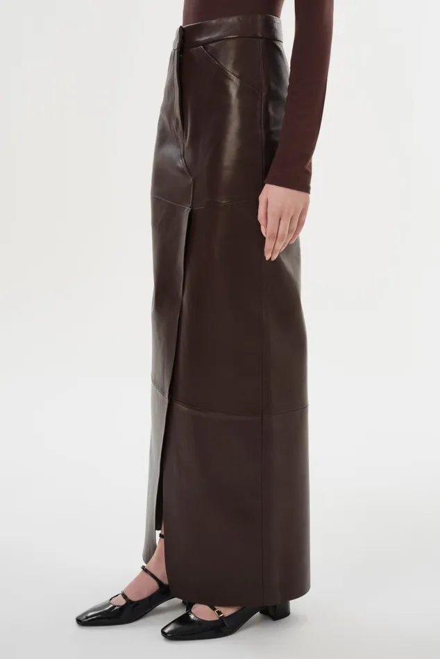Women MARIETTE Leather Maxi Skirt Dark Brown LAMARQUE Skirts Women MARIETTE Leather Maxi Skirt Dark Brown LAMARQUE Skirts