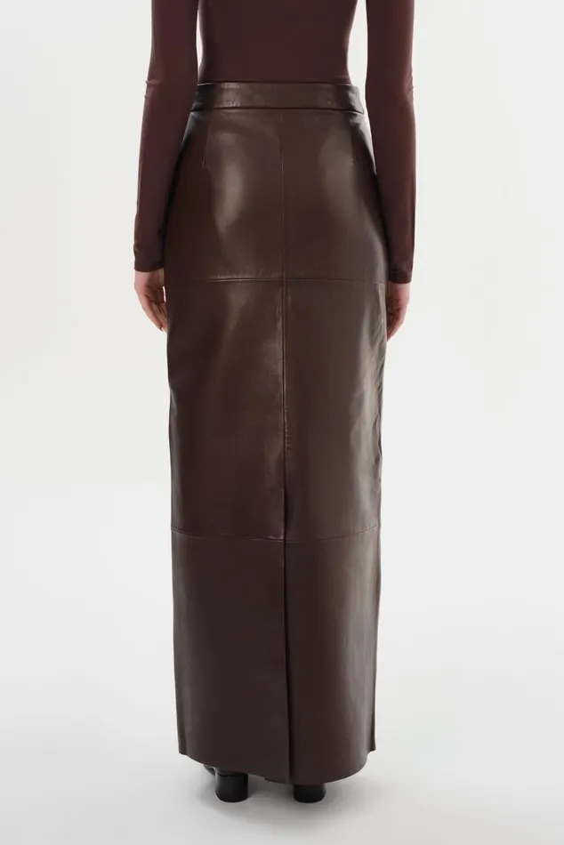 Women MARIETTE Leather Maxi Skirt Dark Brown LAMARQUE Skirts Women MARIETTE Leather Maxi Skirt Dark Brown LAMARQUE Skirts