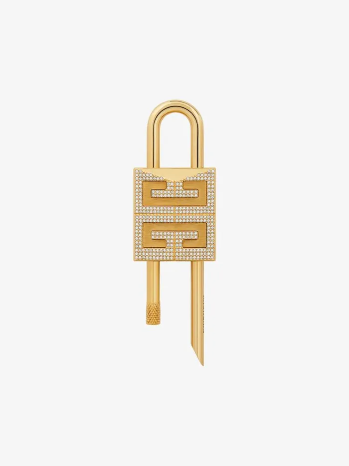 WomenMen Belts Givenchy Small 4G Padlock In Metal With Crystals Golden Yellow
