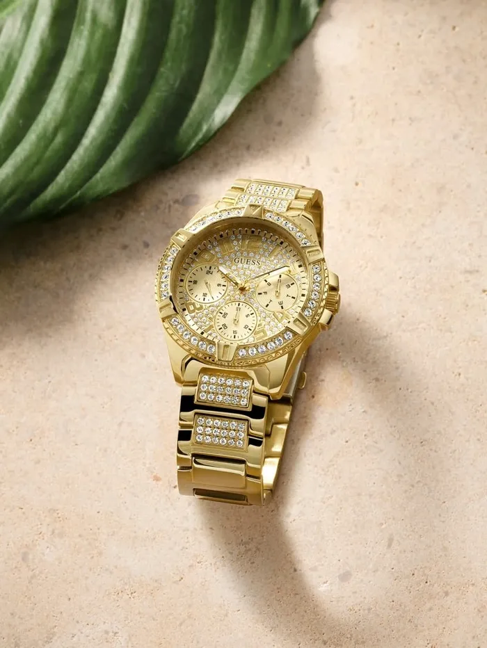 WomenMen GoldTone Multifunction Watch Gold Watches GUESS