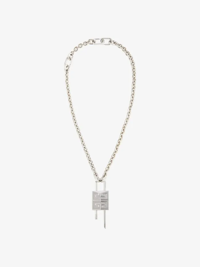 WomenMen Jewelry Givenchy Small Lock Necklace In Metal Silvery