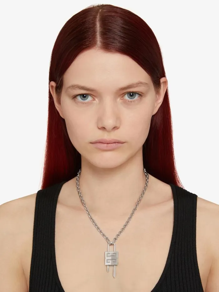 WomenMen Jewelry Givenchy Small Lock Necklace In Metal Silvery WomenMen Jewelry Givenchy Small Lock Necklace In Metal Silvery