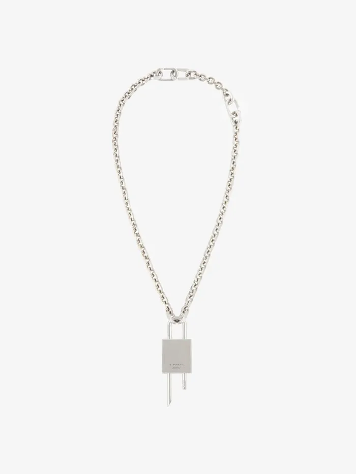 WomenMen Jewelry Givenchy Small Lock Necklace In Metal Silvery WomenMen Jewelry Givenchy Small Lock Necklace In Metal Silvery