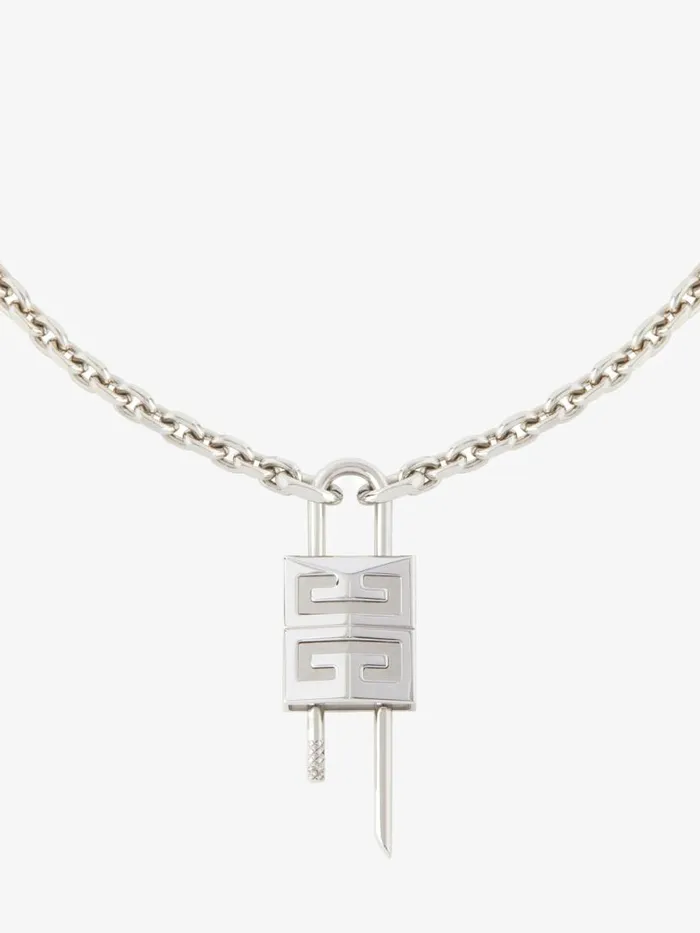 WomenMen Jewelry Givenchy Small Lock Necklace In Metal Silvery WomenMen Jewelry Givenchy Small Lock Necklace In Metal Silvery