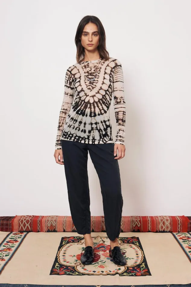 Women Mesh Black And Dirty White Liza Tee Raquel Allegra Tops