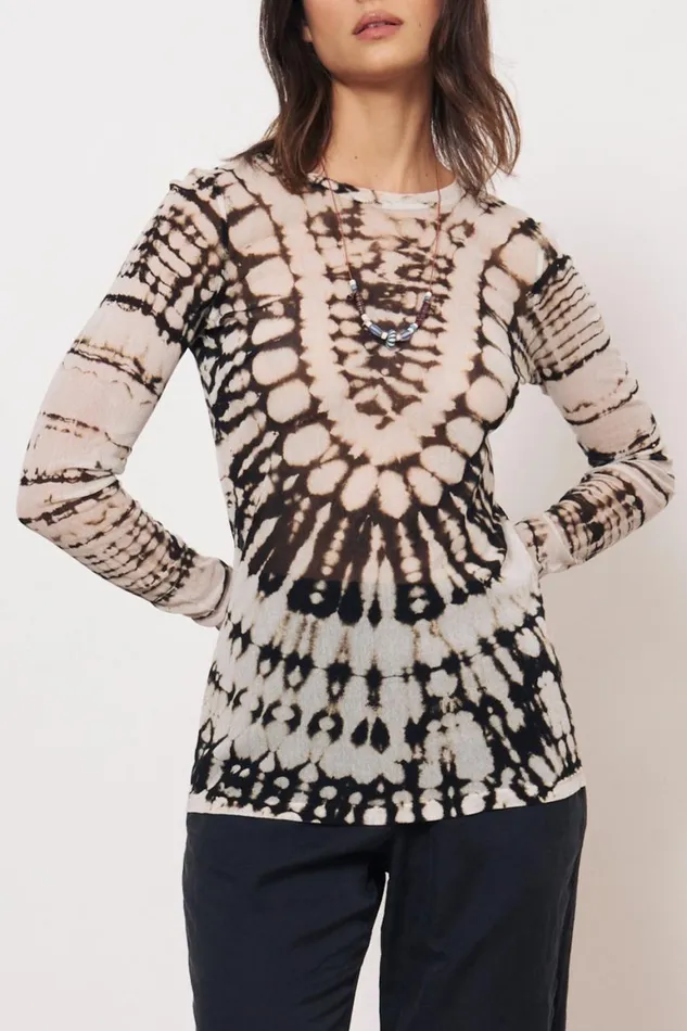 Women Mesh Black And Dirty White Liza Tee Raquel Allegra Tops