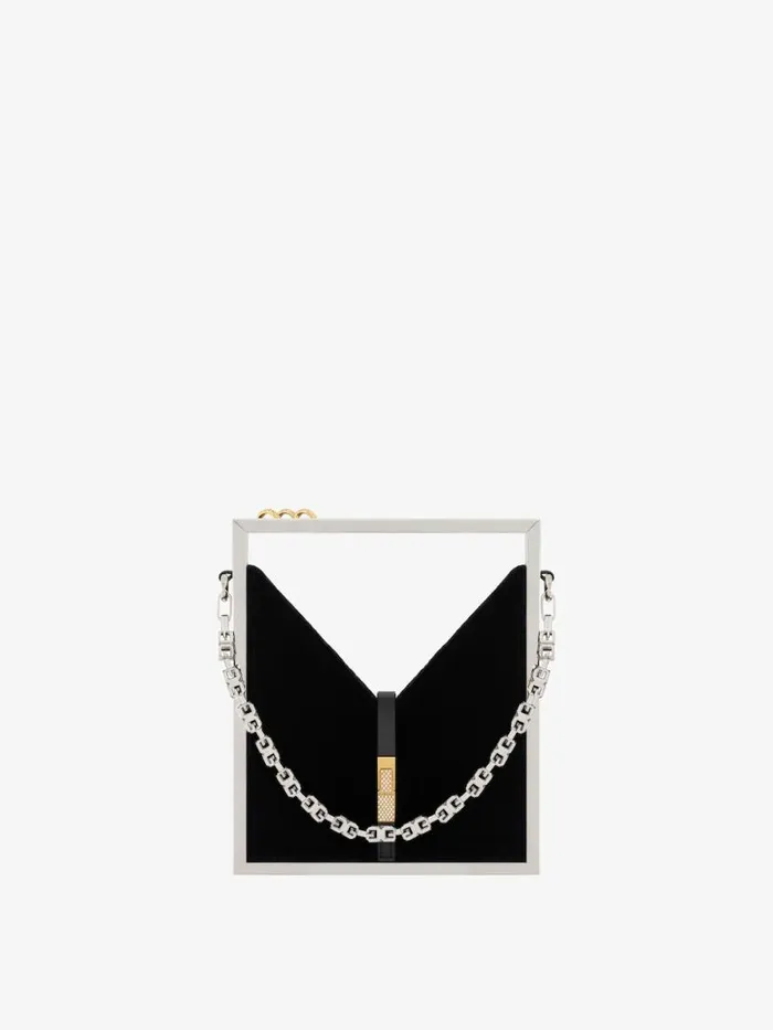 Women Micro Bags Givenchy Micro Cut Out Bag In Velvet And Strass With Frame Black