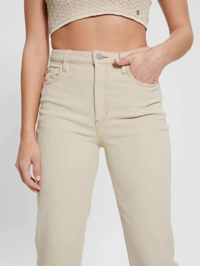 Women Mom Jeans Aspen White Multi Bottoms GUESS
