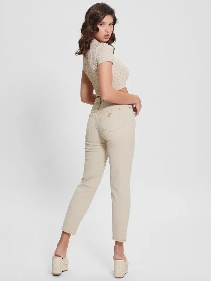 Women Mom Jeans Aspen White Multi Bottoms GUESS