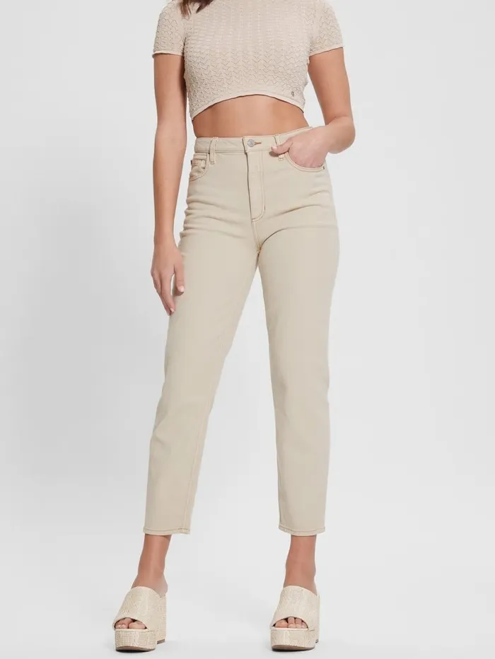 Women Mom Jeans Aspen White Multi Bottoms GUESS