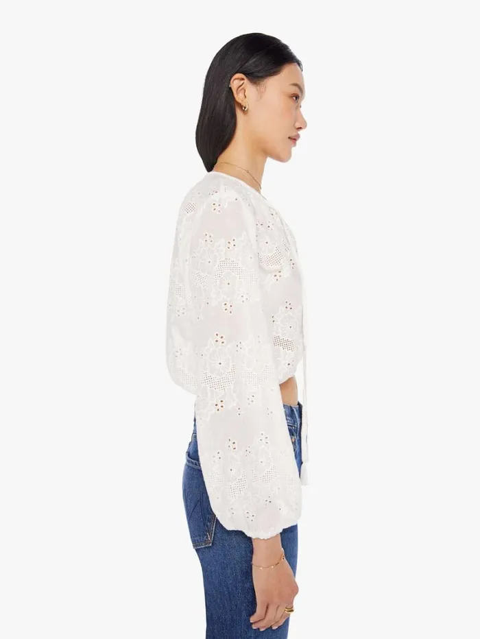 Women Mother Denim Amelia Top Geranium Milk