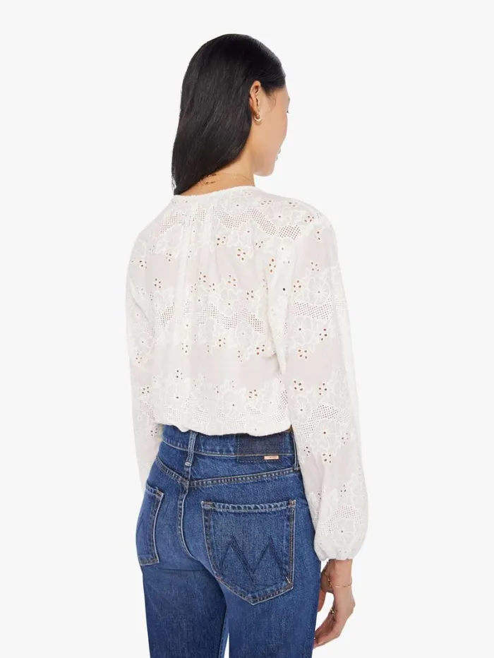 Women Mother Denim Amelia Top Geranium Milk