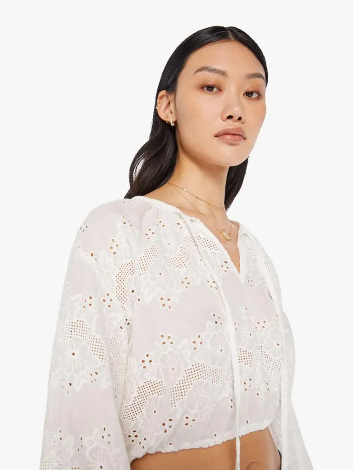Women Mother Denim Amelia Top Geranium Milk