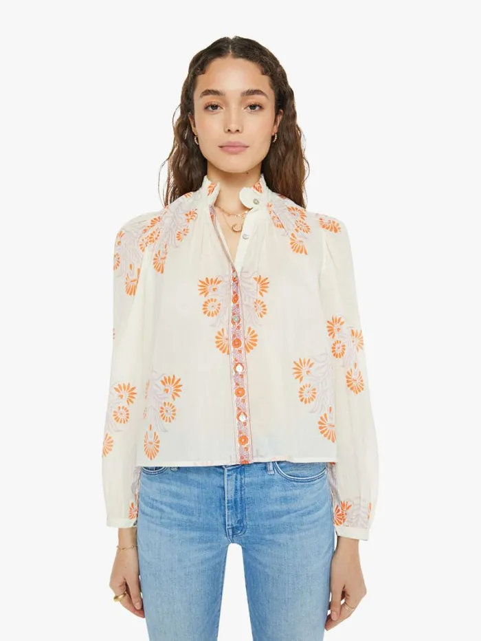 Women Mother Denim Ana Shirt Papaya Aster