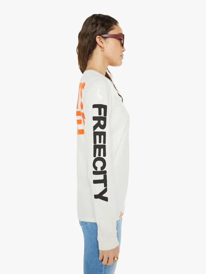Women Mother Denim Artistswanted Paint Supervintage Longsleeve T Supervintage White